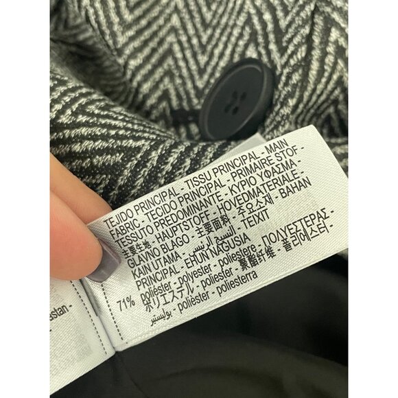 Zara Womens Herringbone Blazer Jacket Medium M Black Gray  Hooded 4387/368 NWT - Picture 12 of 16